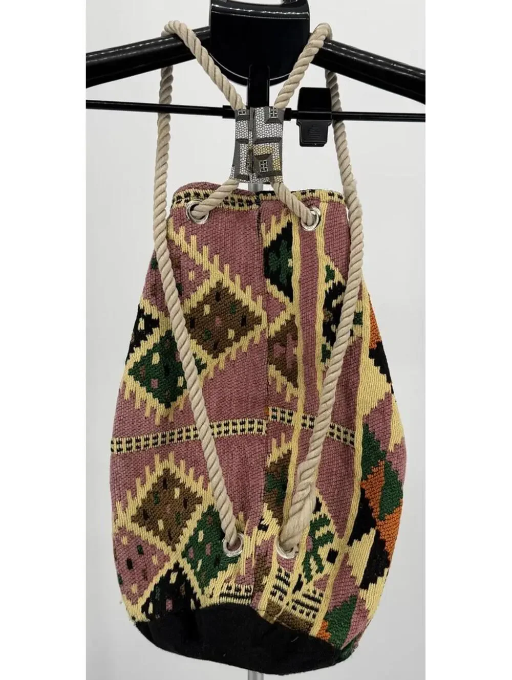 Vintage Geometric Pattern Woven Backpack Rope‎ Strap Bohemian Style